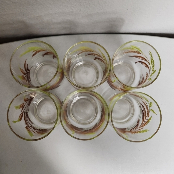 Libbey Vintage MCM Golden Wheat Glasses Juice Glasses-Set of 6 - Picture 2 of 4